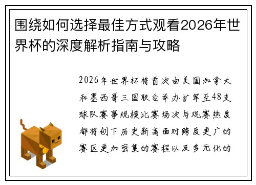围绕如何选择最佳方式观看2026年世界杯的深度解析指南与攻略